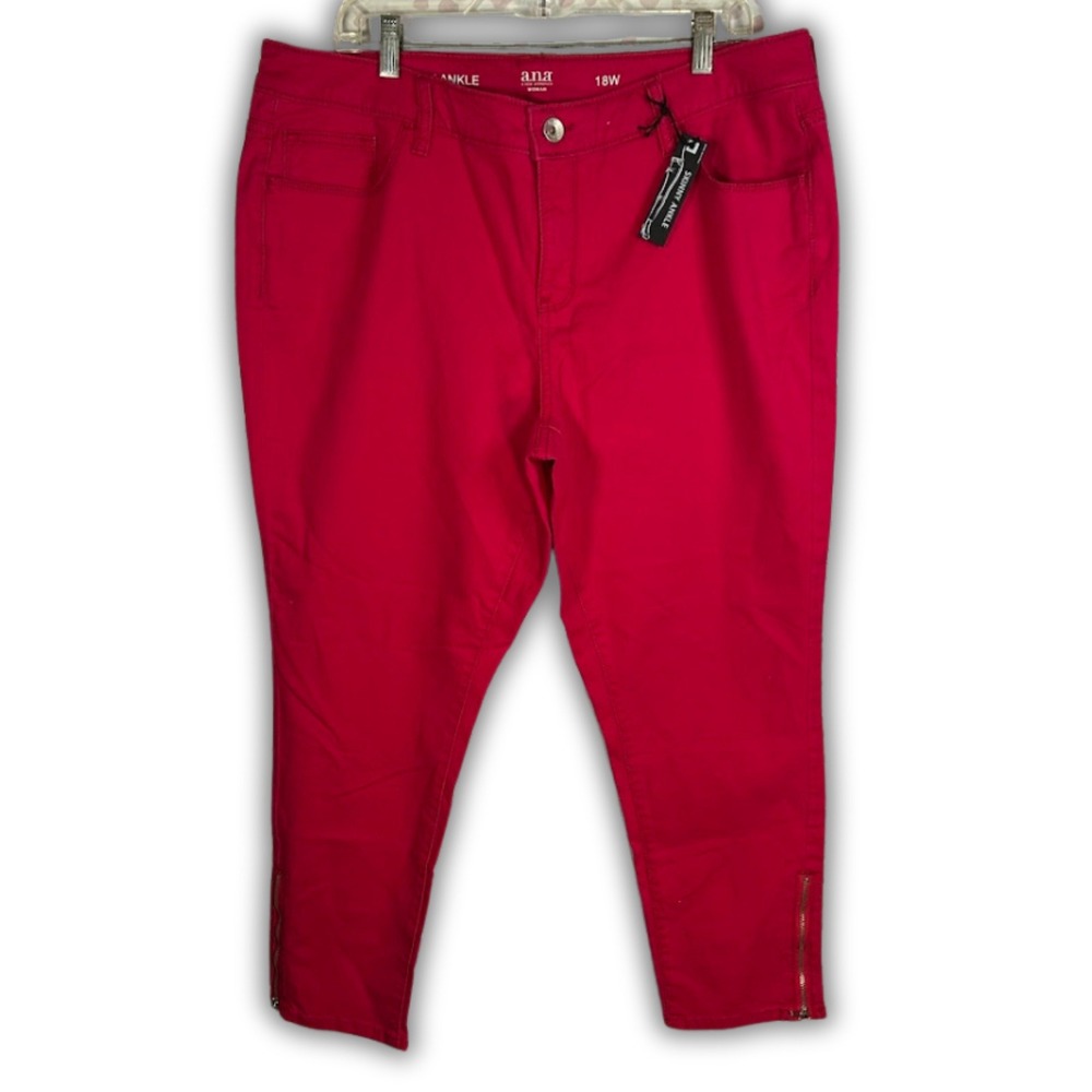 ANA A New Approach Women's Pink Red Skinny Zipper Pants‎ Jeans Classic NWT